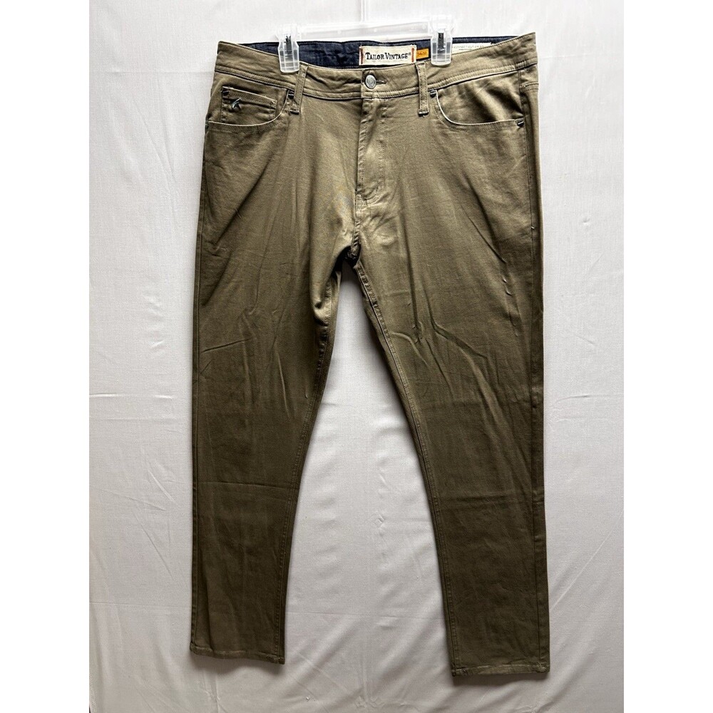 Tailor Vintage Canaan Slim Corduroy Men’s Size 34x32 Zipper Fly Khaki Chino Pant